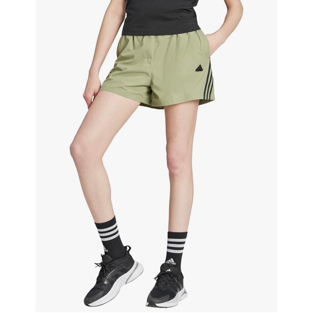 Adidas NWT Women's Future Icons 3-Stripes Green Shorts Sz XS Hiking Activewear